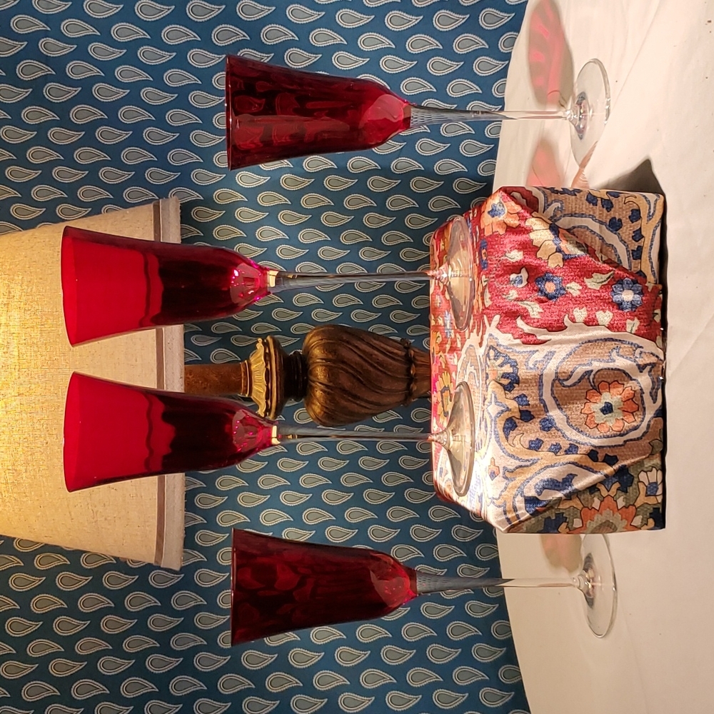 New in box red champagne glass